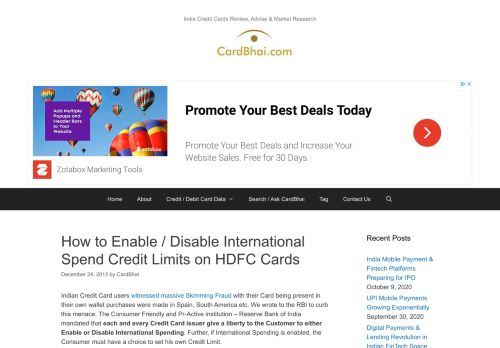 
                            10. How to Enable / Disable International Spend Credit Limits on HDFC ...