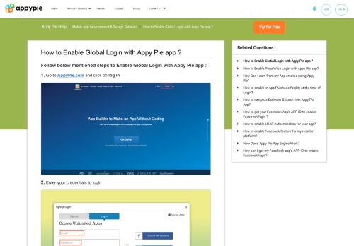 
                            3. How to Enable Global Login with Appy Pie app