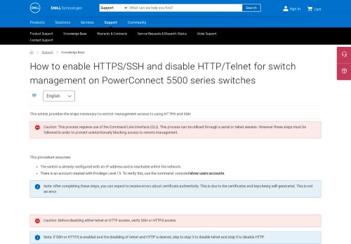 
                            6. How to enable HTTPS/SSH and disable HTTP/Telnet for switch ... - Dell