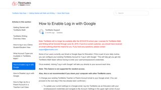 
                            3. How to Enable Log in with Google – TenMarks Help Desk