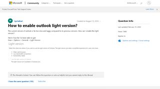 
                            7. How to enable outlook light version? - Microsoft Community