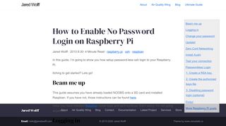 
                            10. How to Enable Password-less Login on Raspberry Pi - Jared Wolff