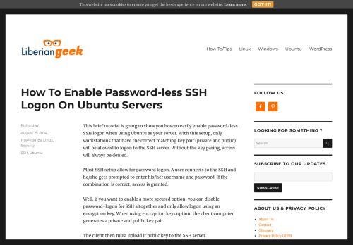 
                            6. How To Enable Password-less SSH Logon On Ubuntu Servers ...