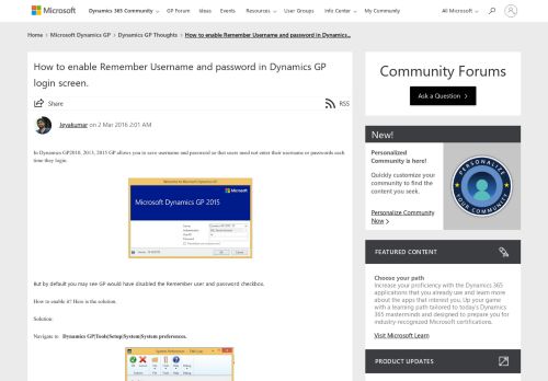 
                            4. How to enable Remember Username and password in Dynamics GP ...