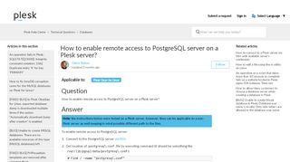
                            9. How to enable remote access to PostgreSQL server? – Plesk Help ...