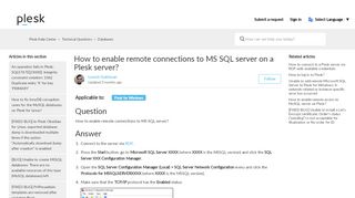 
                            12. How to enable remote connections to MS SQL server? – Plesk Help ...
