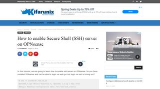 
                            1. How to enable Secure Shell (SSH) server on OPNsense - kifarunix.com