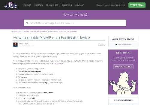 
                            8. How to enable SNMP on a FortiGate device – Auvik Support