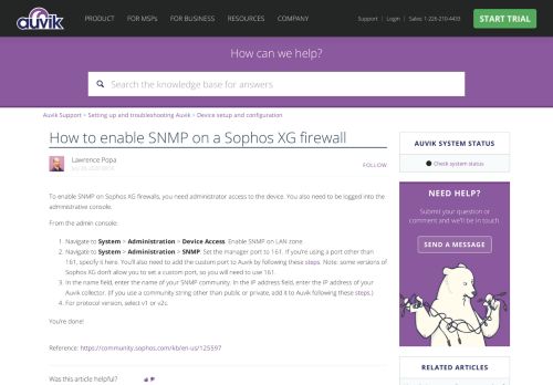 
                            9. How to enable SNMP on a Sophos XG firewall – Auvik Support