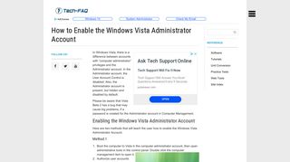 
                            9. How to Enable the Windows Vista Administrator Account - The Tech-FAQ