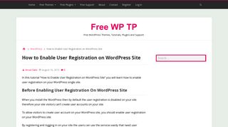 
                            10. How to Enable User Registration on WordPress Site - Free WP TP
