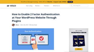 
                            13. How To Enable WordPress Two Factor Authentication Through Plugins