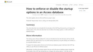 
                            8. How to enforce or disable the startup options in an Access database ...