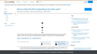 
                            8. How to enter AX 2012 pretending to be other user? - Stack Overflow