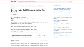 
                            11. How to enter the BIOS menu on my Sony Vaio laptop - Quora