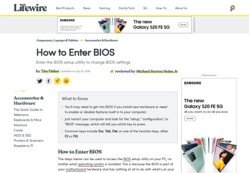 
                            4. How to Enter the BIOS Setup Utility on Most Computers - Lifewire