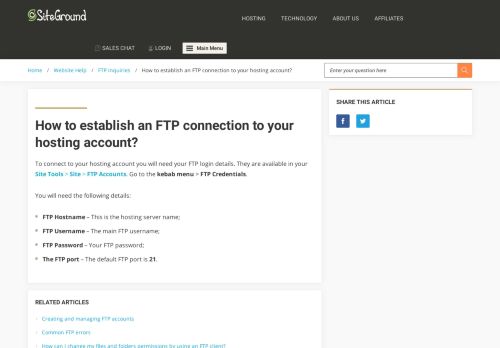 
                            10. How to establish an FTP connection to your hosting account?