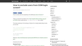 
                            9. How to exclude users from GDM login screen? - SysTutorials