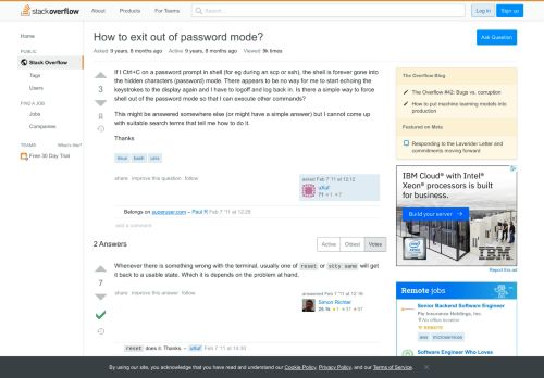 
                            10. How to exit out of password mode? - Stack Overflow