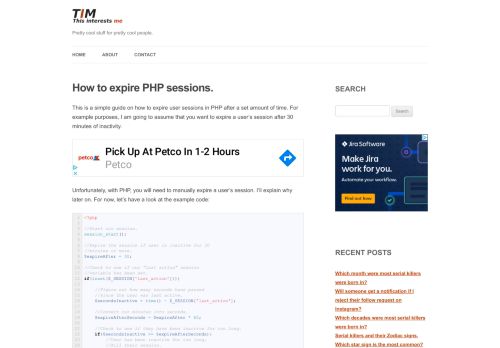 
                            6. How to expire PHP sessions after a set period of time. - This Interests Me
