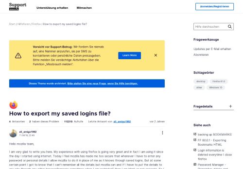 
                            13. How to export my saved logins file? | Firefox-Hilfeforum | Mozilla-Hilfe