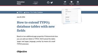 
                            11. How to extend TYPO3 database tables with new fields :: Sebastian Klein