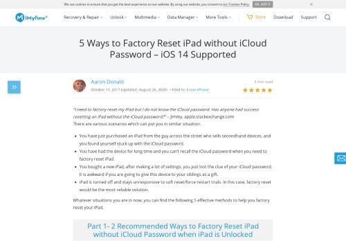 
                            13. How to Factory Reset iPad without iCloud Password - iMyFone