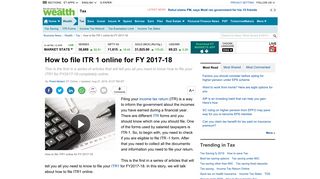 
                            11. How to file ITR 1 online for FY 2017-18 - The Economic Times