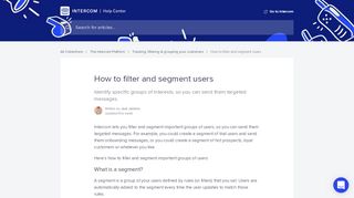 
                            13. How to filter and segment your users | Intercom Help Center | Help ...