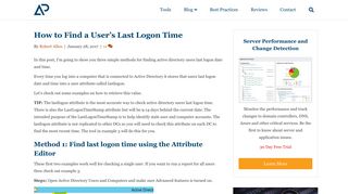 
                            10. How to Find a User's Last Logon Time - Active Directory Pro