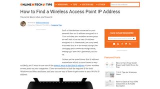 
                            12. How to Find a Wireless Access Point IP Address - Online Tech Tips