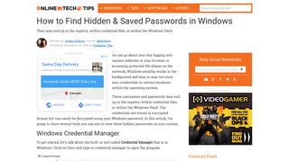 
                            10. How to Find Hidden & Saved Passwords in Windows - Online Tech Tips