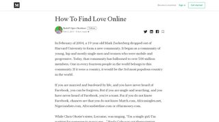 
                            11. How To Find Love Online – Rudolf Ogoo Okonkwo – Medium