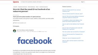 
                            1. How to find the email ID on Facebook of an unknown person - Quora