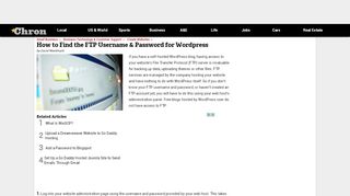 
                            13. How to Find the FTP Username & Password for Wordpress | Chron.com