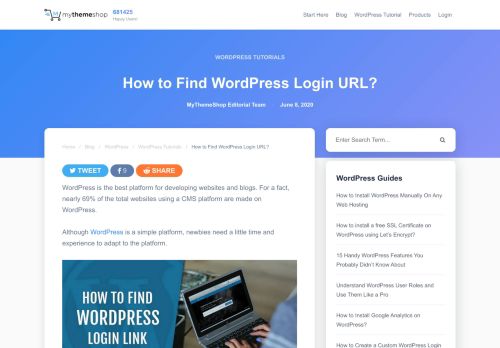 
                            6. How to Find WordPress Login URL? @ MyThemeShop
