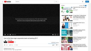
                            9. how to first time login corporation bank net banking 2017 - YouTube