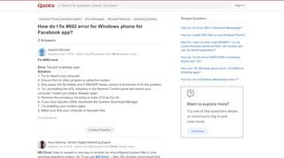 
                            8. How to fix #602 error for Windows phone for Facebook app - Quora
