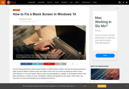 
                            12. How to Fix a Black Screen in Windows 10 - groovyPost