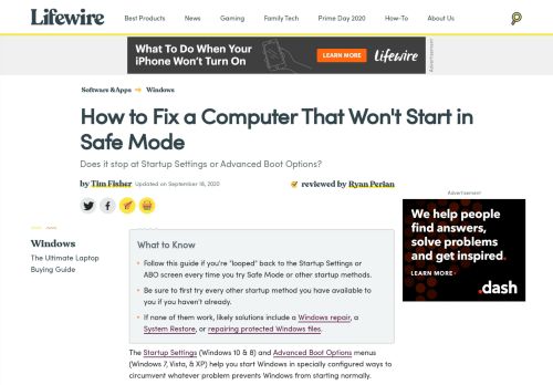 
                            9. How to Fix a Computer That Won't Start in Safe Mode - Lifewire