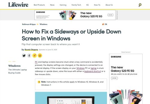 
                            7. How to Fix a Sideways or Upside Down Screen in Windows - Lifewire