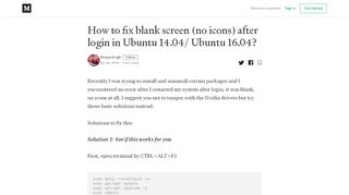 
                            9. How to fix blank screen (no icons) after login in Ubuntu 14.04 ...