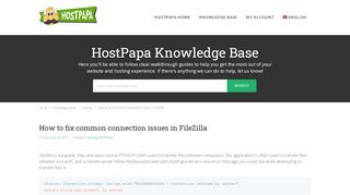 
                            6. How to fix common connection issues in FileZilla - HostPapa ...