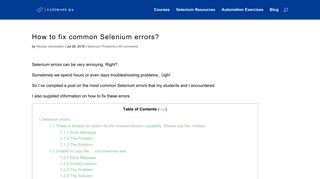 
                            9. How to fix common Selenium errors? - Ultimate QA