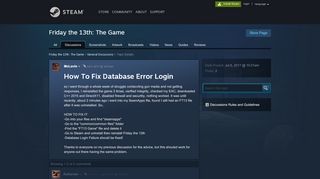 
                            9. How To Fix Database Error Login :: Friday the 13th: The Game ...