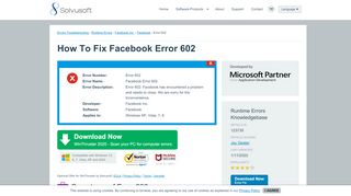 
                            4. How To Fix Facebook Error 602 - Solvusoft