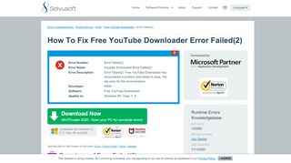 
                            3. How To Fix Free YouTube Downloader Error Failed(2) - Solvusoft