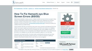 
                            8. How To Fix Hamachi.sys Blue Screen Errors (BSOD) - Solvusoft