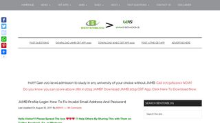 
                            11. How To Fix JAMB Profile Login Invalid Email Address And Password