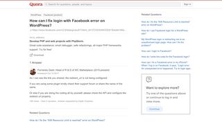 
                            10. How to fix login with Facebook error on WordPress - Quora